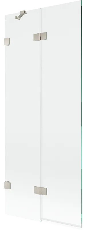 Mexen Lunar, 2-krídlová vaňová zástena ľavá 80 x 150 cm, číre sklo, brúsená oceľ, 897-080-100-97-00-L