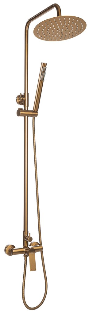 Invena Neri, sprchová batéria so sprchovým stĺpom s hornou a ručnou hlavicou, medená, INV-AU-P9-B14-L