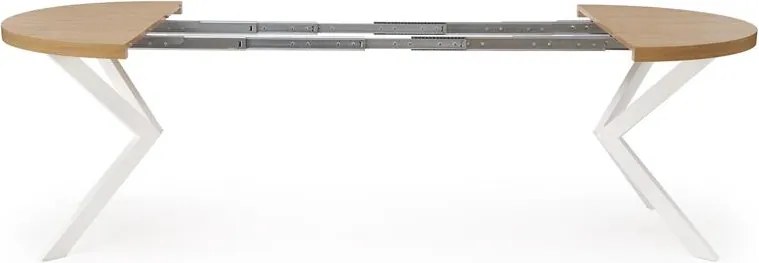 Rozkladací jedálenský stôl 100-250 cm Pepeera (biela + zlatá) (pre 6 8 osôb). Vlastná spoľahlivá doprava až k Vám domov. 1049334