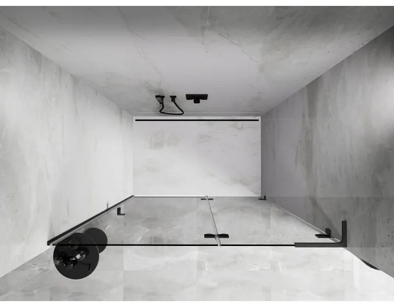 Mexen, Mexen Lunar L výklopné pravé sprchové dvere 140 cm, priehľadné, pištoľovo šedé kartáčované - 834L-140-000-66-00-P