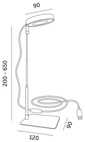 LED stmievateľná stolná lampa na pestovanie rastlín VERDI LED/5W/5V 1300K čierna