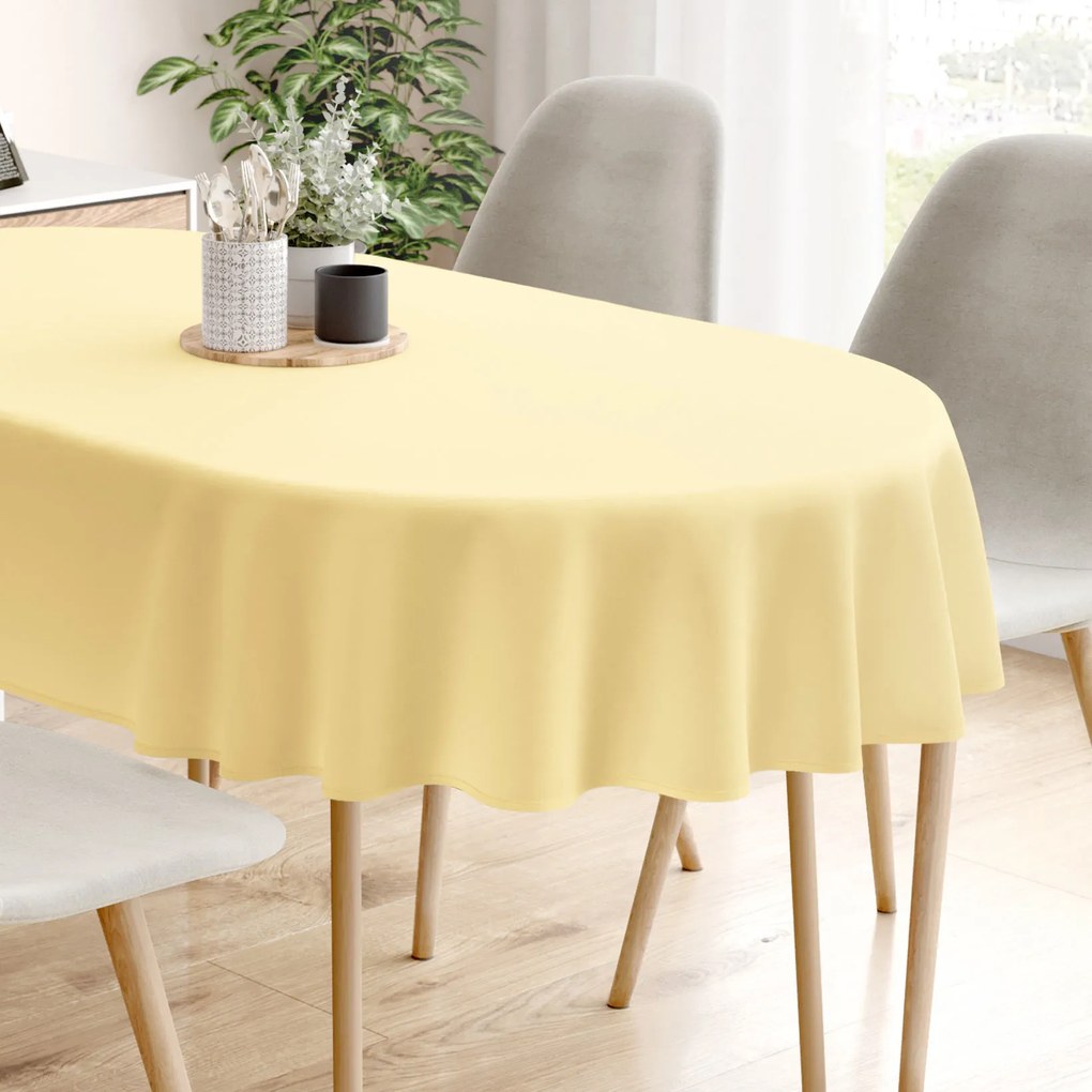 Goldea oválny obrus 100% bavlnené plátno - banánový 140 x 280 cm