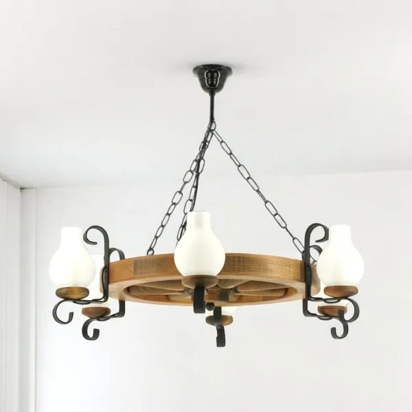 Brilagi - Luster na reťazi ROATA 6xE14/40W/230V, priemer 70 cm, buk