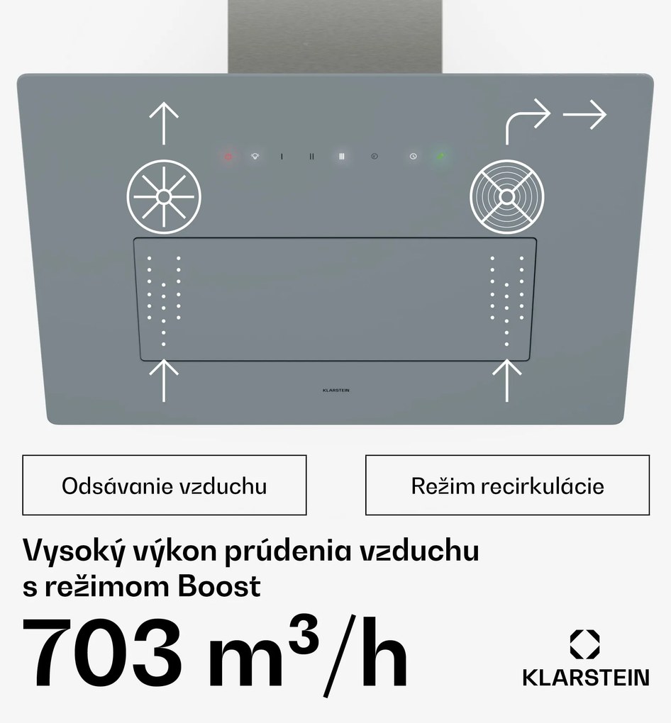 Klarstein SleekAir digestor | A+++ | 717 m³/h | dotykový ovládací panel | LED | 60 cm