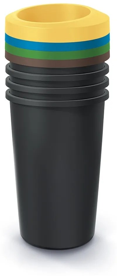 Set košov na triedený odpad, okrúhle, 4 x 45 l, farebná