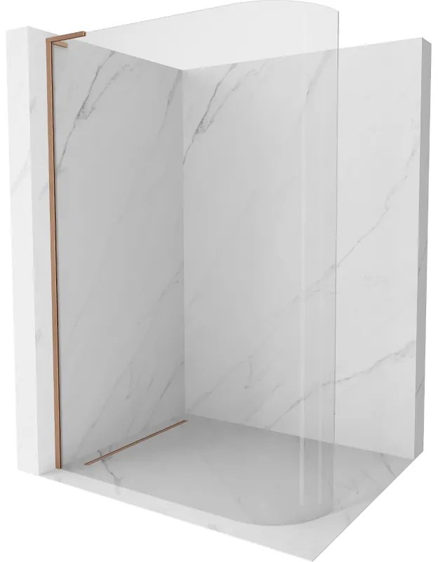 Mexen Kioto L, sprchová zástena Walk-In 120 x 200 cm, 8mm číre sklo, medený matný profil, 800-120-103-65-06