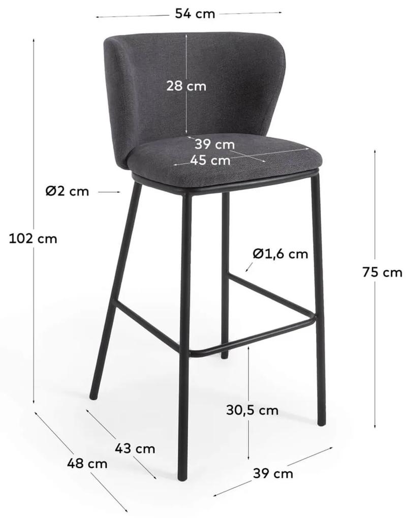 Barová stolička arun 75 cm tmavosivá MUZZA