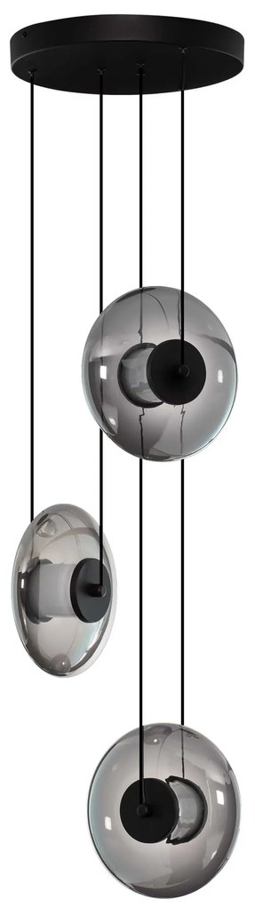 LED stmievateľný čierno-šedý moderný luster Skia 3