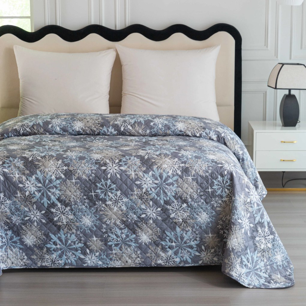 Prehoz na posteľ SNOWFLAKE, modrosivý Rozmer: 170 x 210 cm