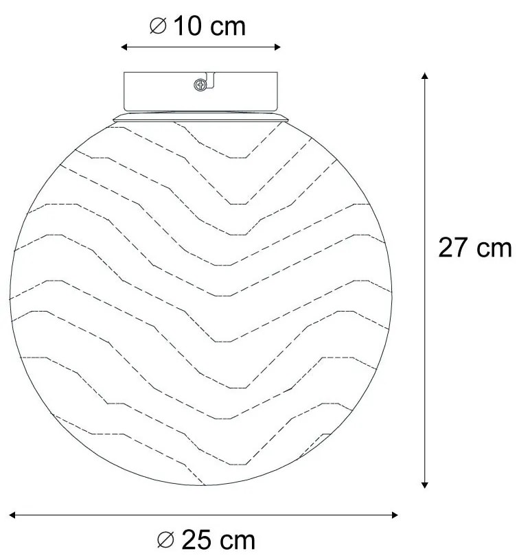 Dizajnové stropné svietidlo mosadz s bielym presvetleným sklom - Pillon