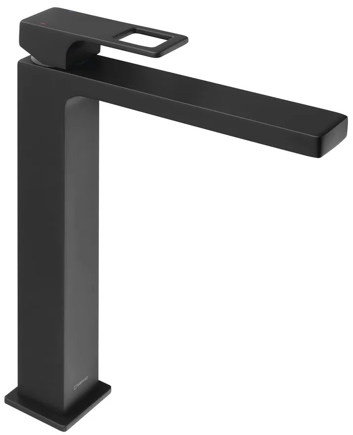 Sapho Sapho, FORATA stojánkova umývadlová batéria vysoká bez výpuste, predĺžená hubica, čierna matná, FT007/15