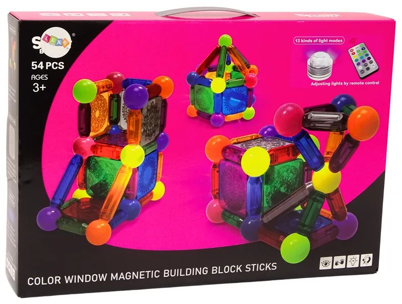 LEAN TOYS Magnetická stavebnica - 54 kusov