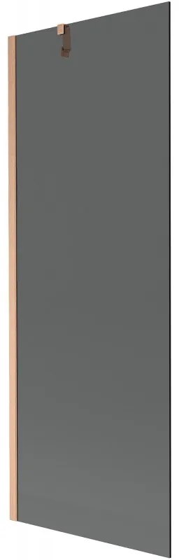 Mexen Next, 1-krídlová vaňová zástena 70 x 150 cm, 6mm šedé sklo, medená matná, 895-070-000-00-40-65