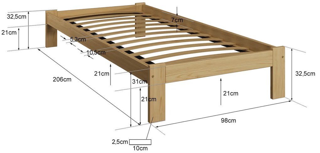 Posteľ orech Anzu VitBed 90x200cm