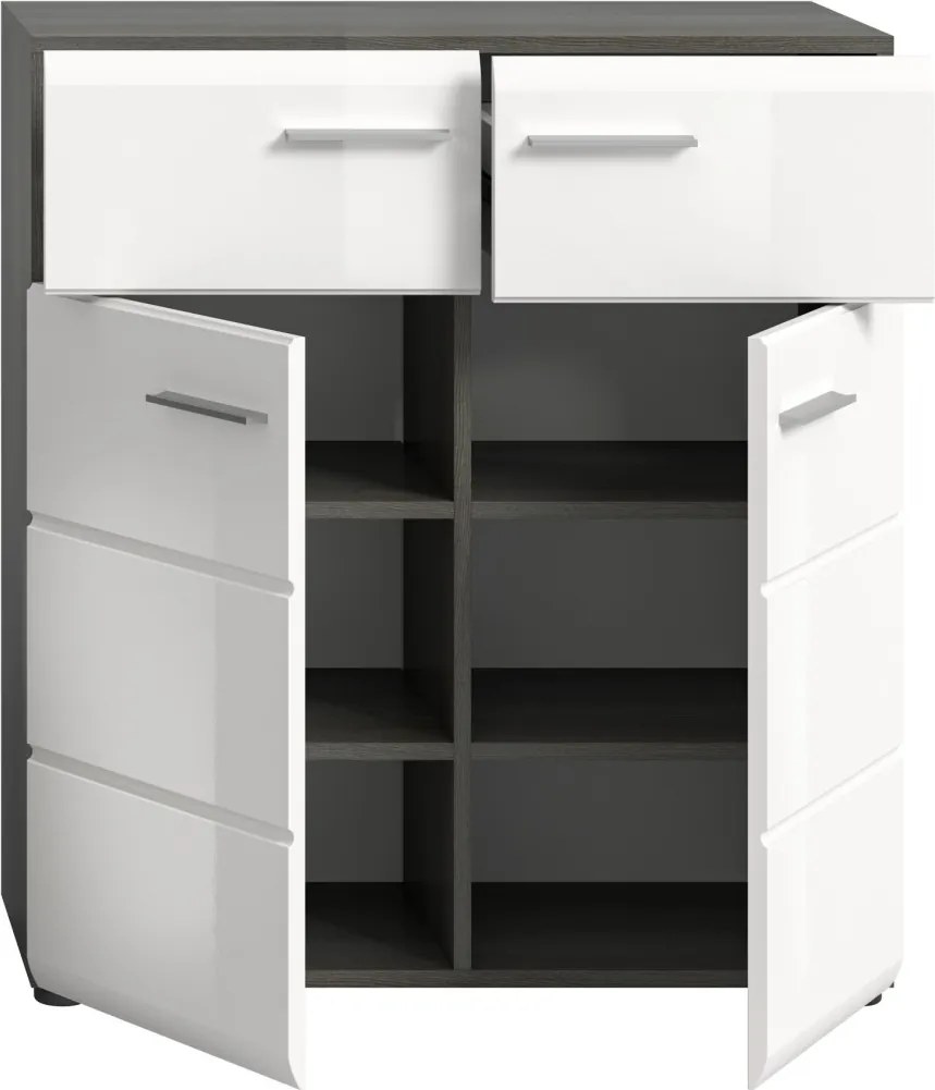 Predsieňová zostava Salsa (4-dielna), sivý dub/biela lesk