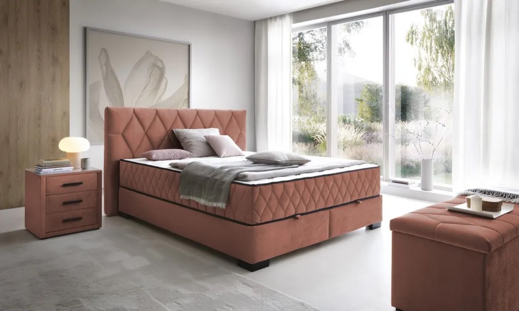 Posteľ Reve 160x200 cm, lososová látka