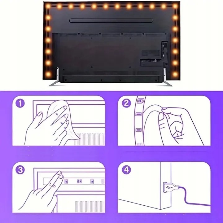 ECOLIGHT LED pásik za TV - 5V - 3m - 60LED/m - 43W - IP20 - RF17