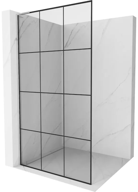 Mexen Kioto L, sprchová zástena Walk-In 120 x 200 cm, 8mm číre sklo čierny vzor, chrómový profil, 800-120-103-01-77