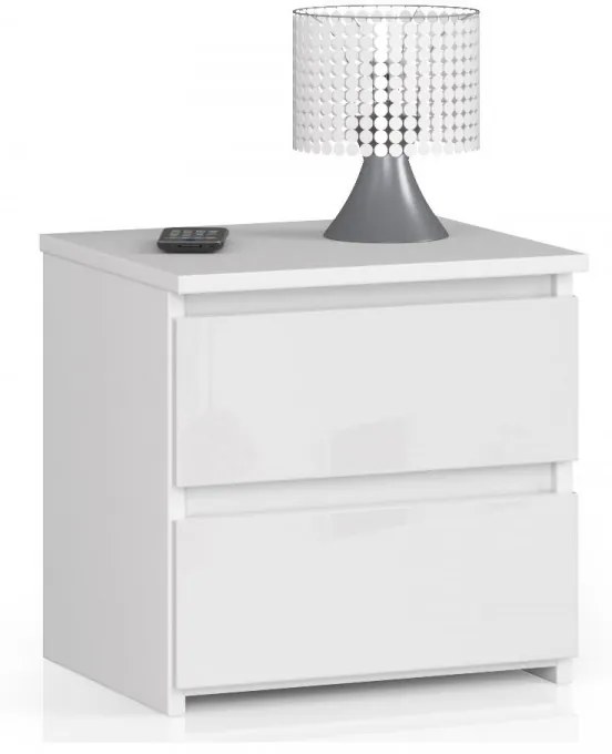 Nočný stolík CL2 2SZ CLP biely, lesk