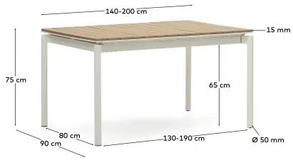 CANYELLES WHITE záhradný rozťahovací jedálensky stôl 140 cm
