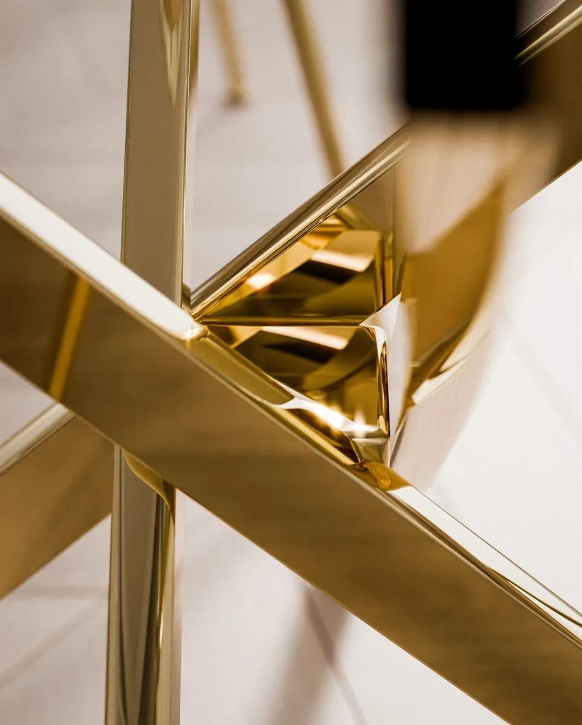 OKRÚHLY JEDÁLENSKÝ STÔL PASCAL ZLATÝ LESK + ČÍRE SKLO 90 cm