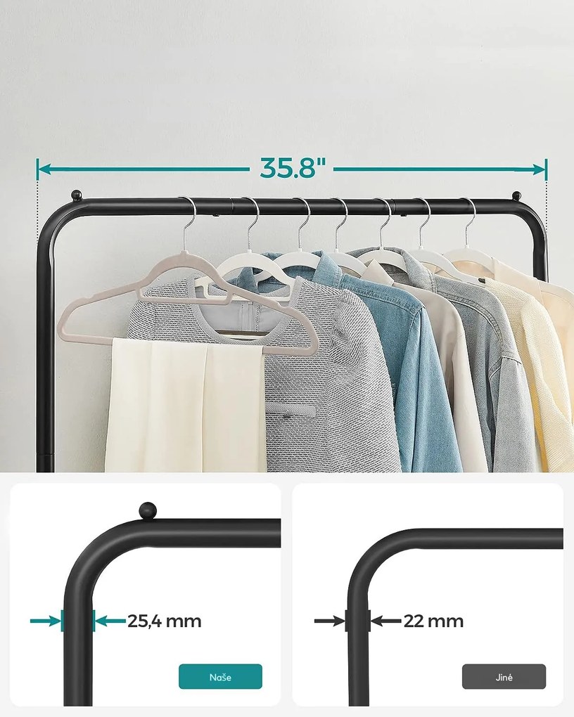 Pojízdný stojan na oblečení PUCCINO černý