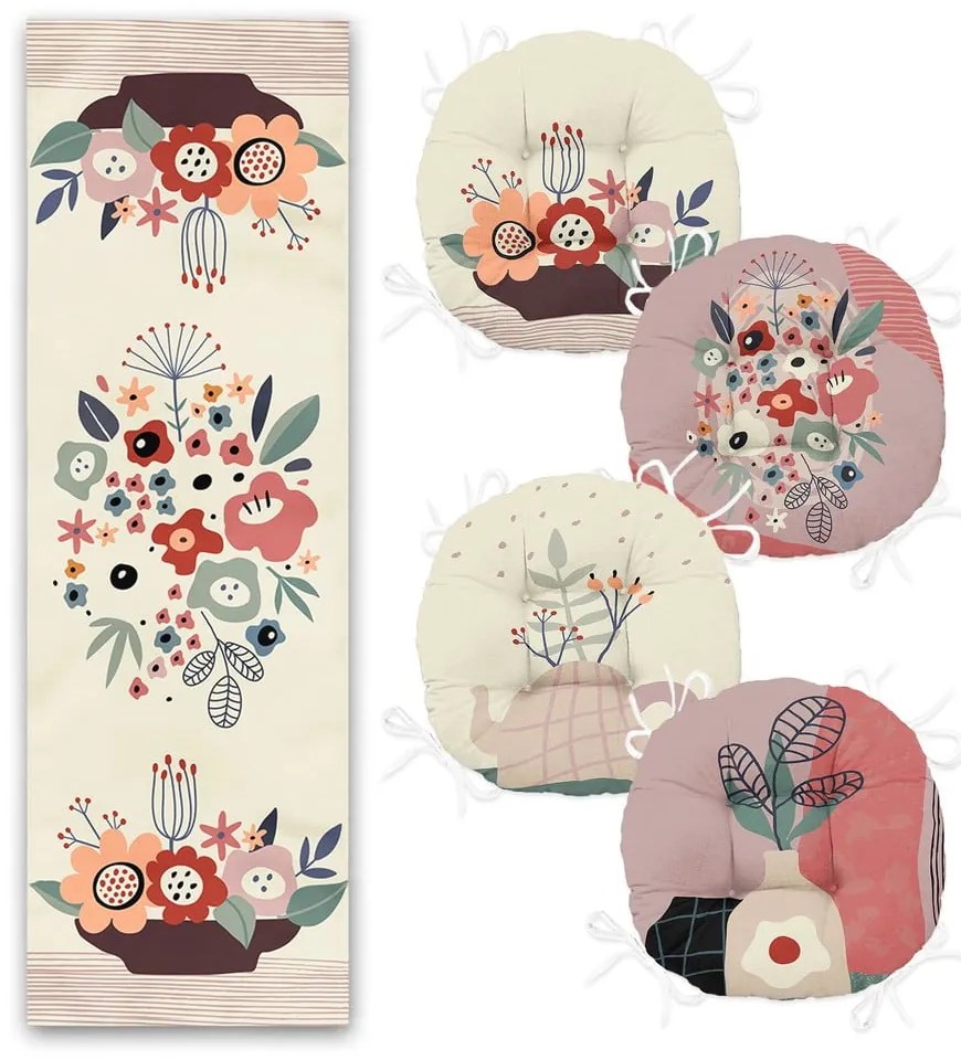 Set 4 ks sedákov a behúňa na stôl – Mila Home