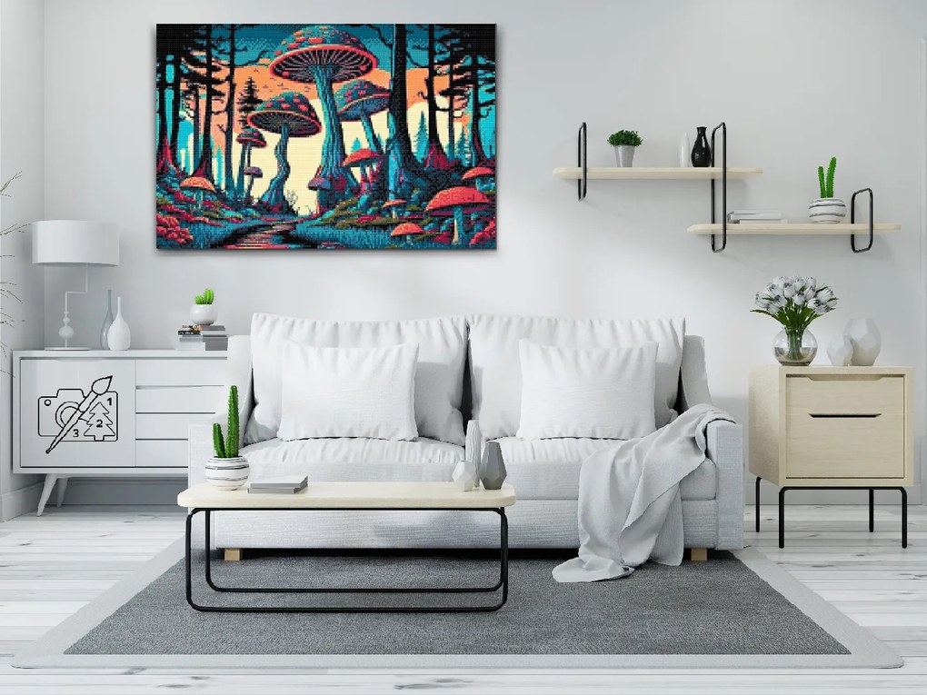 Gario Diamantové maľovanie Muchotrávky Rozmery: 60 x 40 cm, Rámovanie: Iba zrolované plátno, Diamanty: Okrúhle