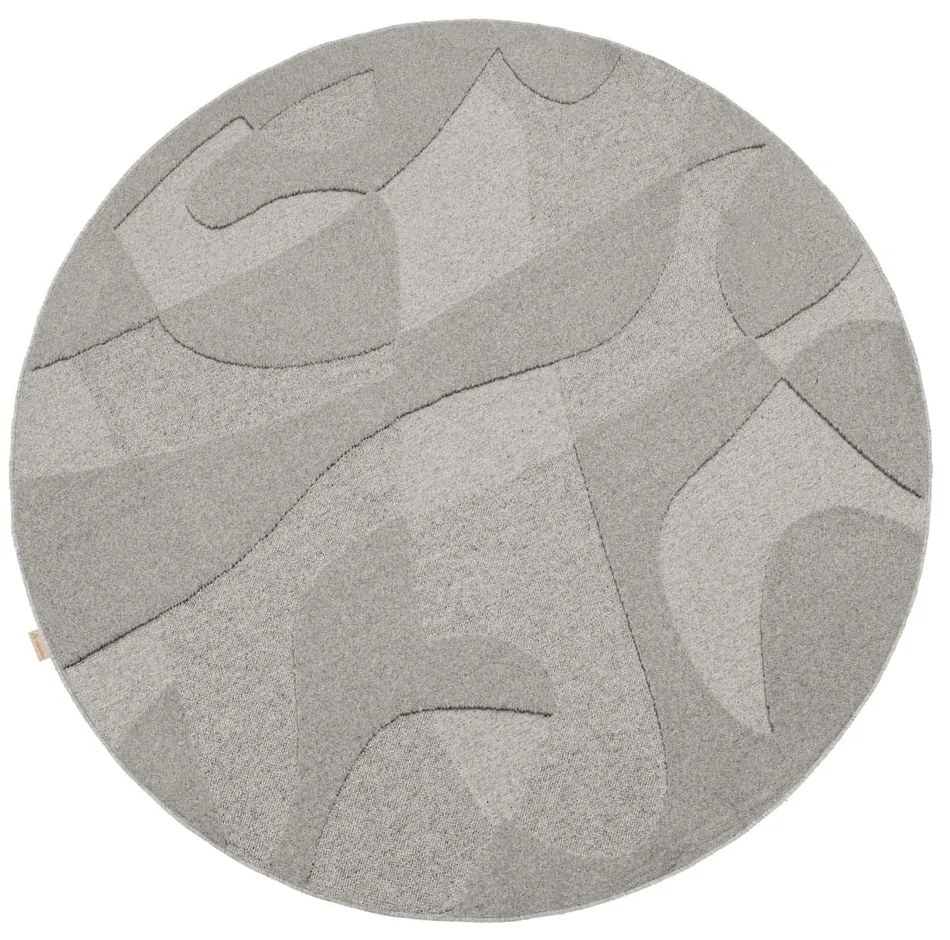 Sivý vlnený okrúhly koberec ø 133 cm Morphic Botanica – Agnella