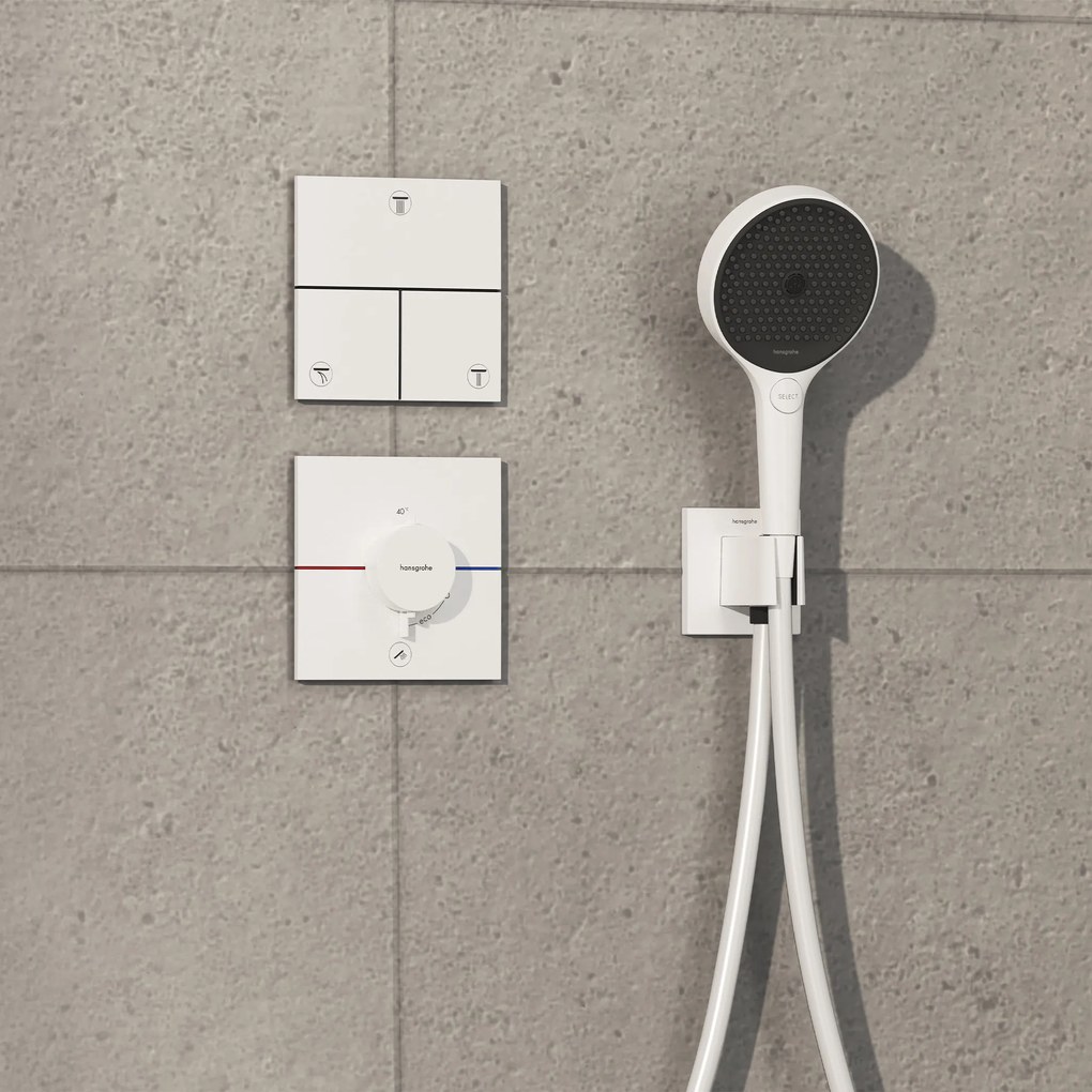Hansgrohe ShowerSelect Comfort E, termostat pod omietku pre 1 spotrebič a ďalší výtok, biela matná, HAN-15575700