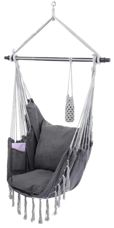 MIADOMODO Závesné hojdacie kreslo, antracit, dovnútra aj von