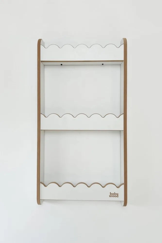 Detská nástenná polica stredná – 3 úrovne úložného priestoru Prírodná