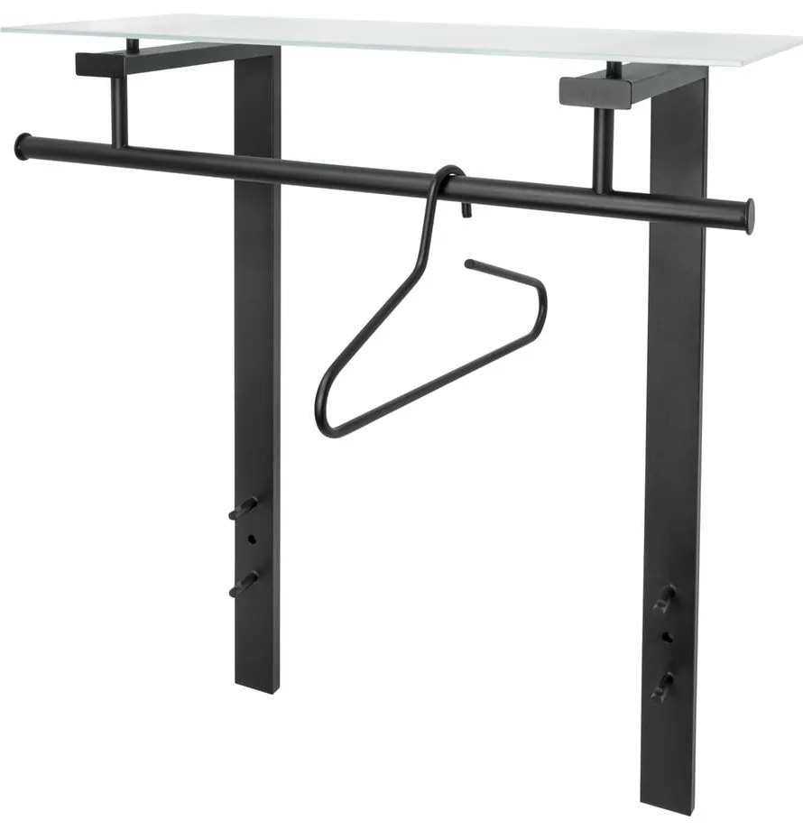 Čierny kovový nástenný vešiak s poličkou 80 cm Dutch – Spinder Design