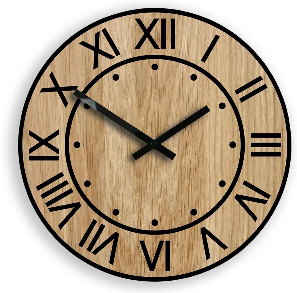 Dřevěné nástěnné hodiny Artur 33 cm dub přírodní/černé