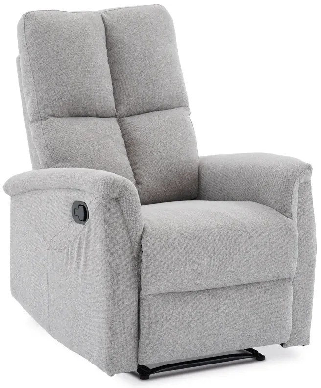 Relaxační křeslo, manuální ovládání, světle šedá látka