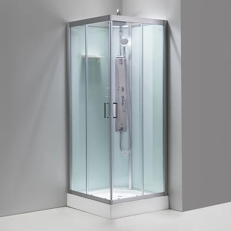 BPS-koupelny Hydromasážny box HYD-LI100, 90x90 cm, kartáčovaný chróm/transparent