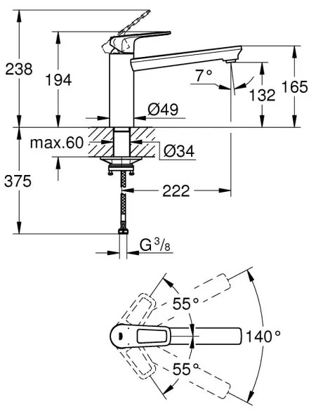 GROHE 31706000 - Drezová batéria BAULOOP lesklý chróm
