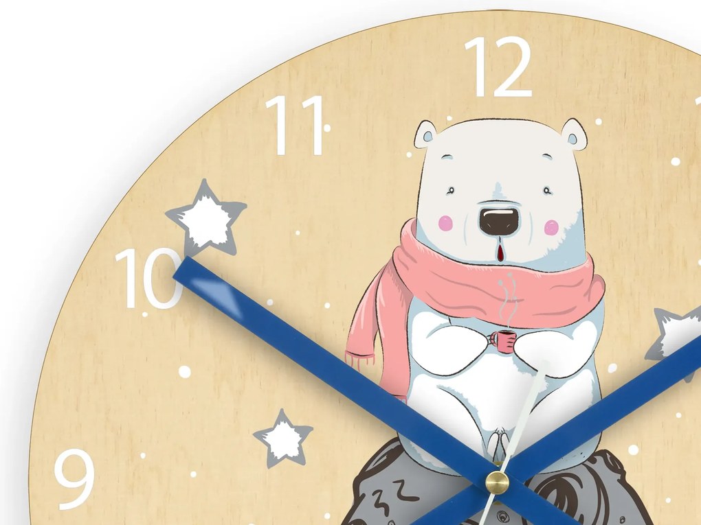 Detské nástenné hodiny Ami Ľadový medveď 30 cm viacfarebné