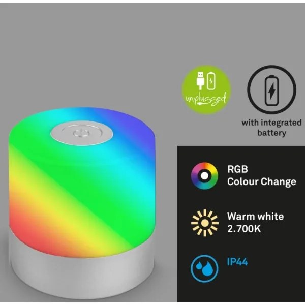 Briloner 7462014 - LED RGB Nabíjacia stolná lampa LED/1,5W/5V IP44 chróm