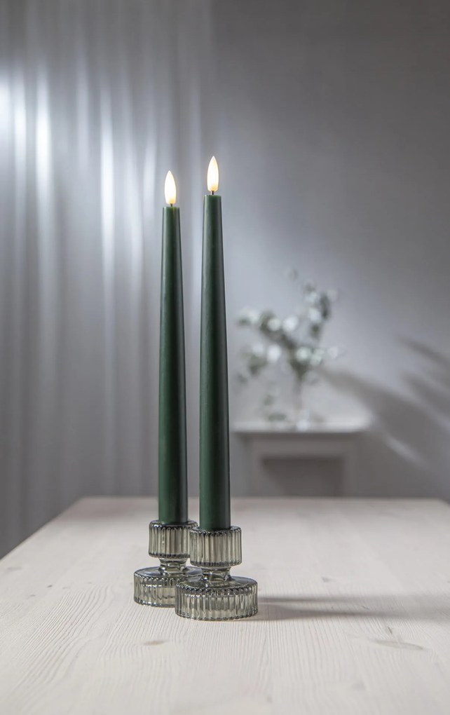 STAR TRADING LED sviečka Flamme Slim Green 28 cm – set 2 ks + diaľkové ovládanie