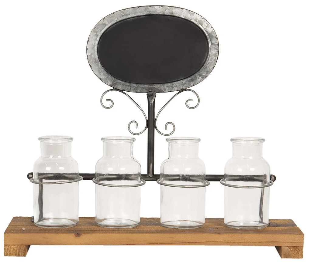 Dekoračné fľaštičky v stojane s ceduľou Mercer - 42*14*35 cm