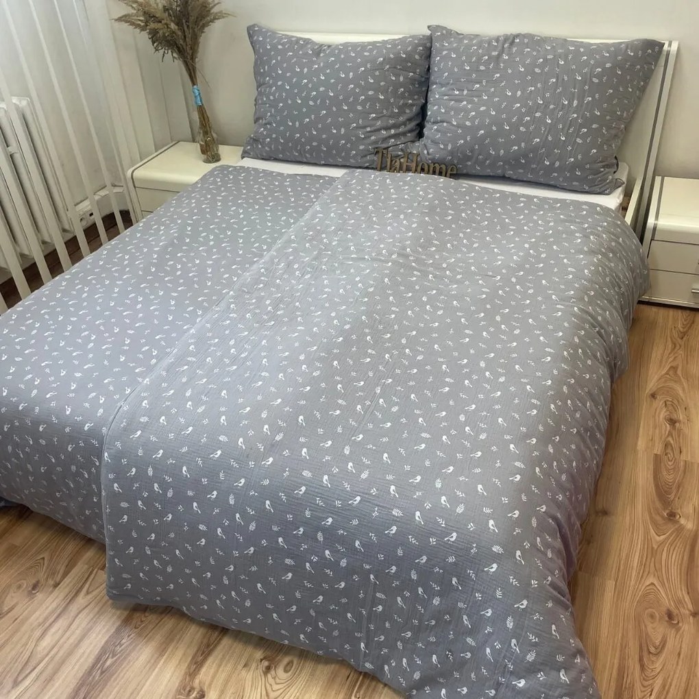 Mušelínové obliečky Bird 140x200cm+90x70cm TiaHome