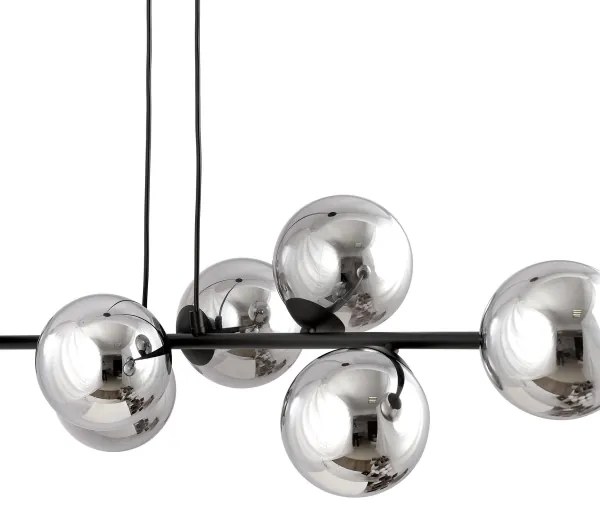 Luster na lanku ROSSI 6xE14/10W/230V čierna/šedá