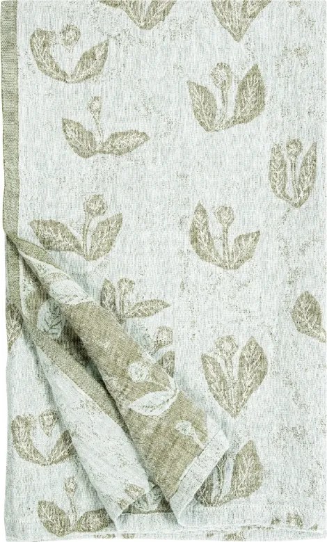 Ľanová deka / obrus Kesäkukka 145x180, jade-olivová