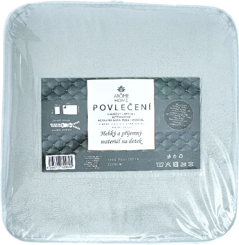 ARÔME HOME Obliečky mikroflanel, svetlosivé