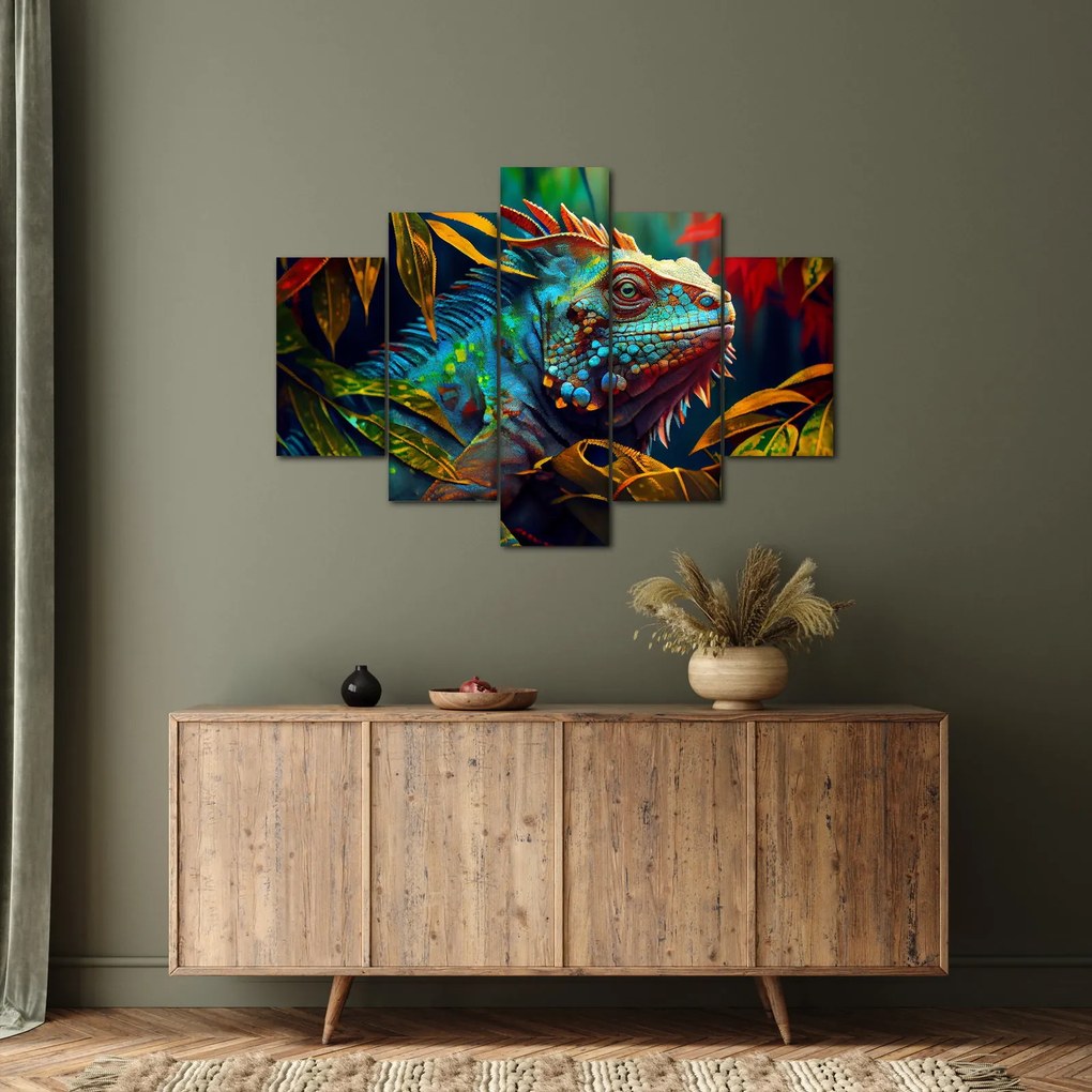 Obraz - Farebný leguán (150x105 cm)