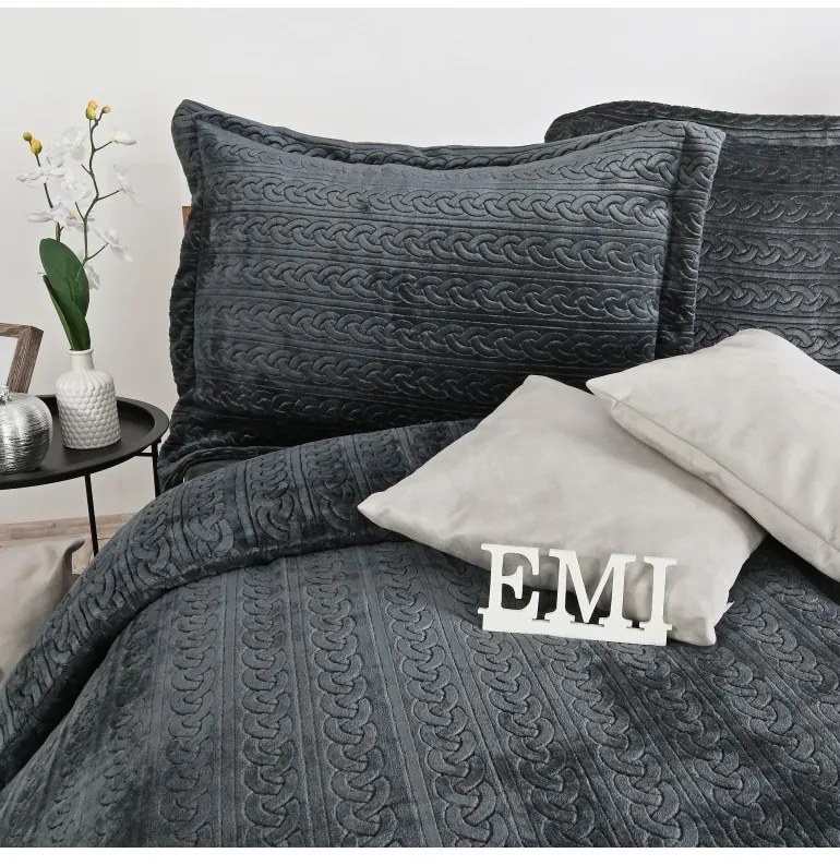 Obliečky z mikroplyšu Banu sivé EMI, Štandardný set jednolôžko obsahuje 1x 140x200 + 1x 70x90