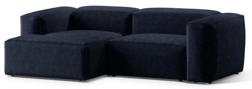 Tmavomodrá menčestrová rohová pohovka (ľavý roh/s leňoškou) Bergamo – Cosmopolitan Design