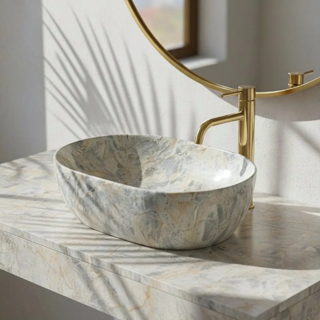 Rea Amelia, umývadlo na dosku 480x345x135 mm, imitácia kameňa, REA-U0625