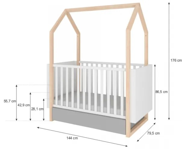 Detská rastúca postieľka/posteľ Pinette 70x140